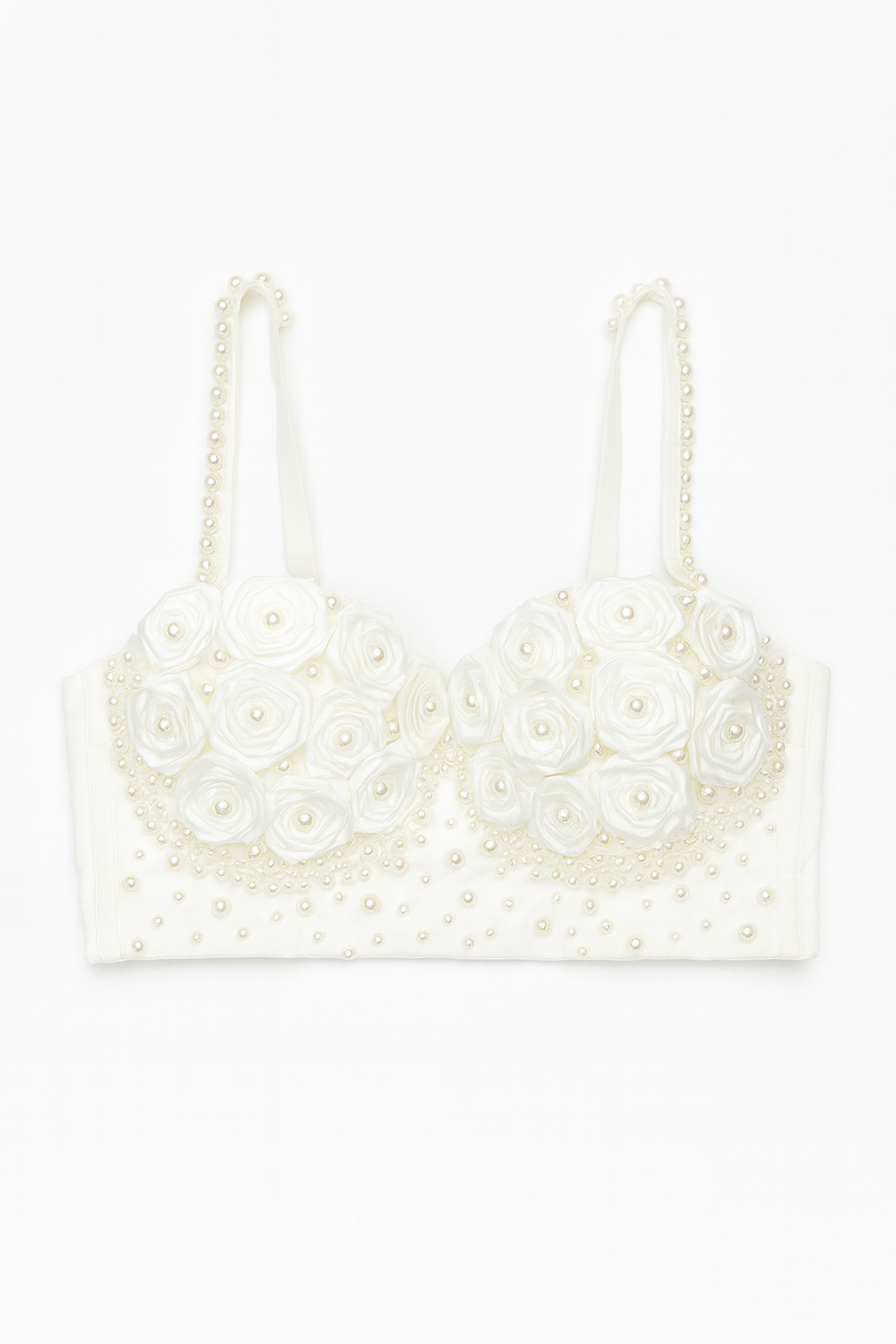 Violetta Rosette Bustier-White-34B-Bra-StylinArts