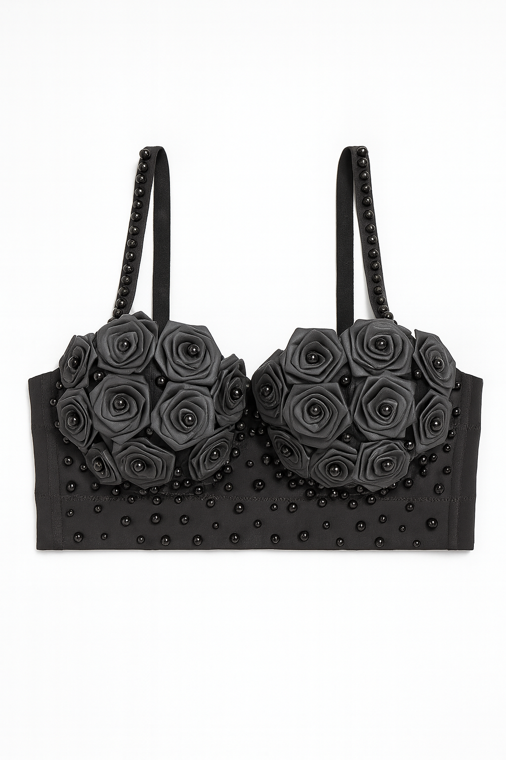 Violetta Rosette Bustier-Black-34B-Bra-StylinArts