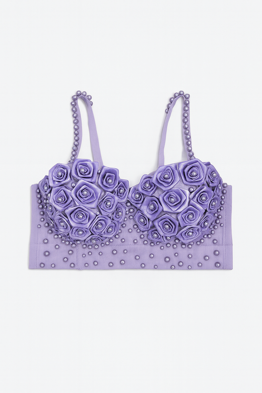 Violetta Rosette Bustier-Purple-34B-Bra-StylinArts