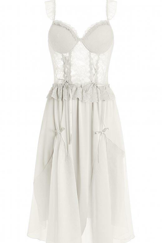 Luxury Feather Lace Nightgown – Ethereal Elegance | StylinArts-Nightgowns-StylinArts