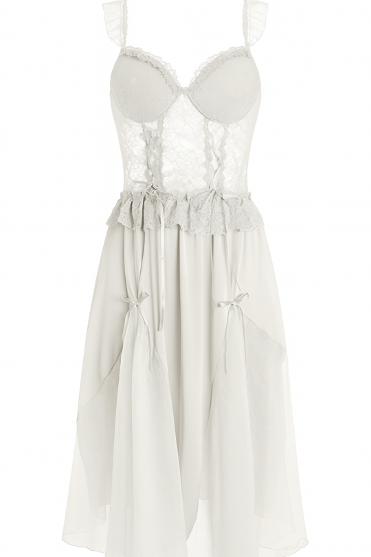 Luxury Feather Lace Nightgown – Ethereal Elegance | StylinArts-Nightgowns-StylinArts