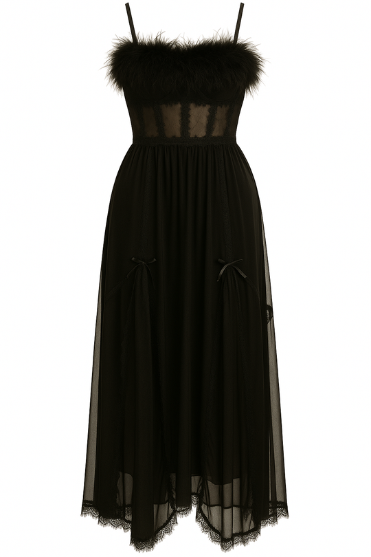 Luxury Feather Lace Nightgown – Ethereal Elegance | StylinArts-Nightgowns-StylinArts