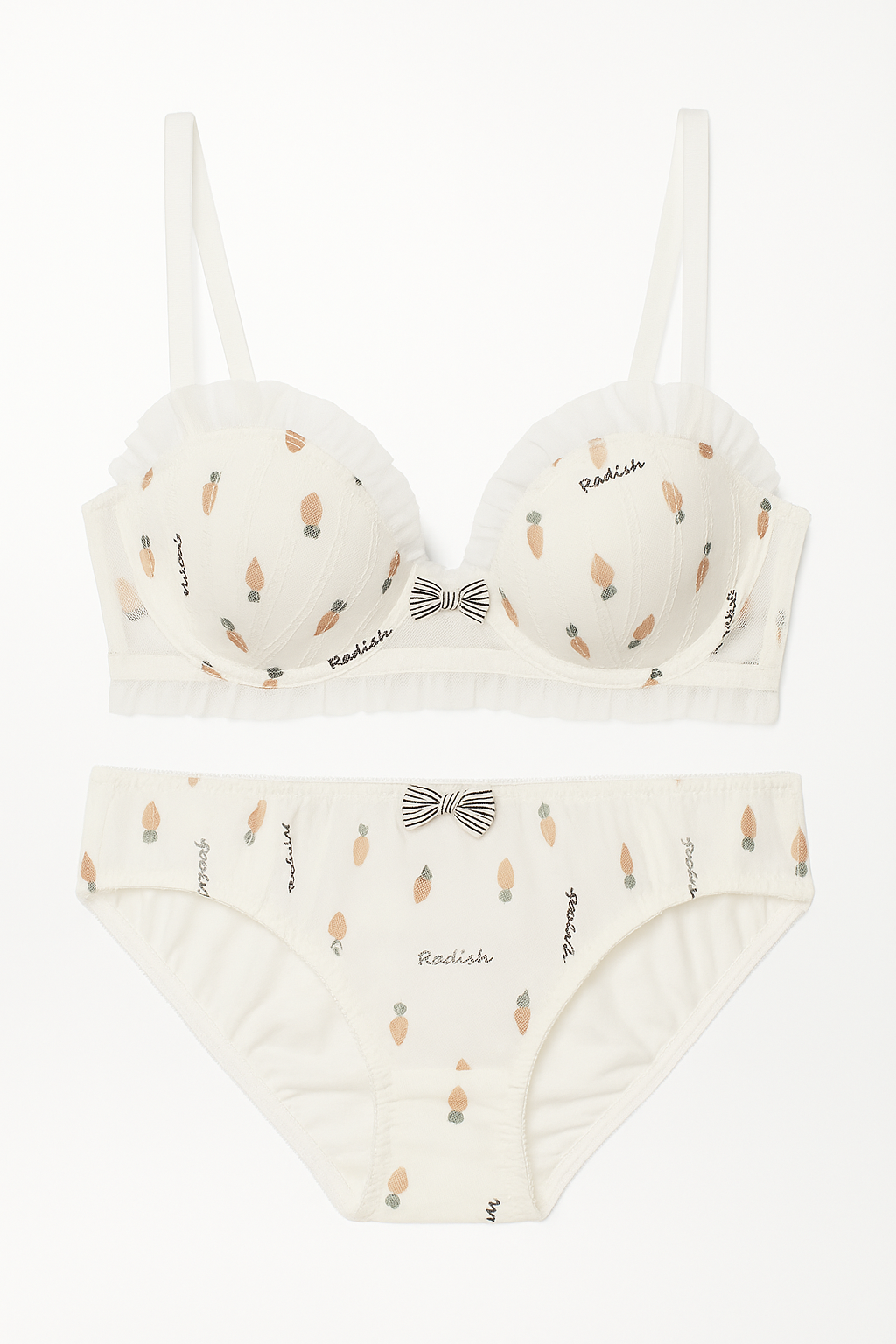 Primavera Print Mesh Bra Set-Radish-70B-Bra-StylinArts