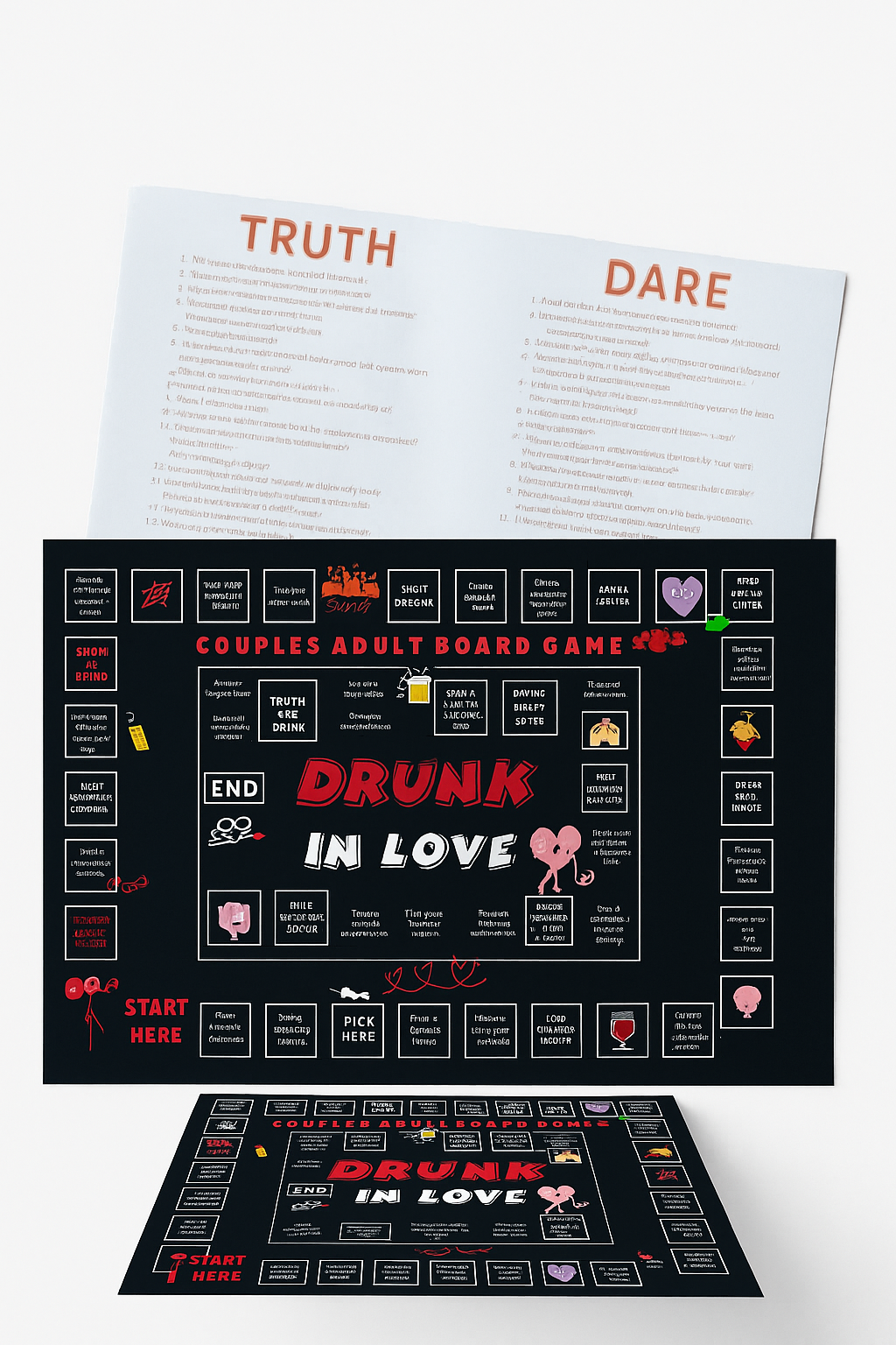 Couples Adult Board Game Set – Romantic Truth or Dare & Drinking Games-Flirty Fun & Games-StylinArts