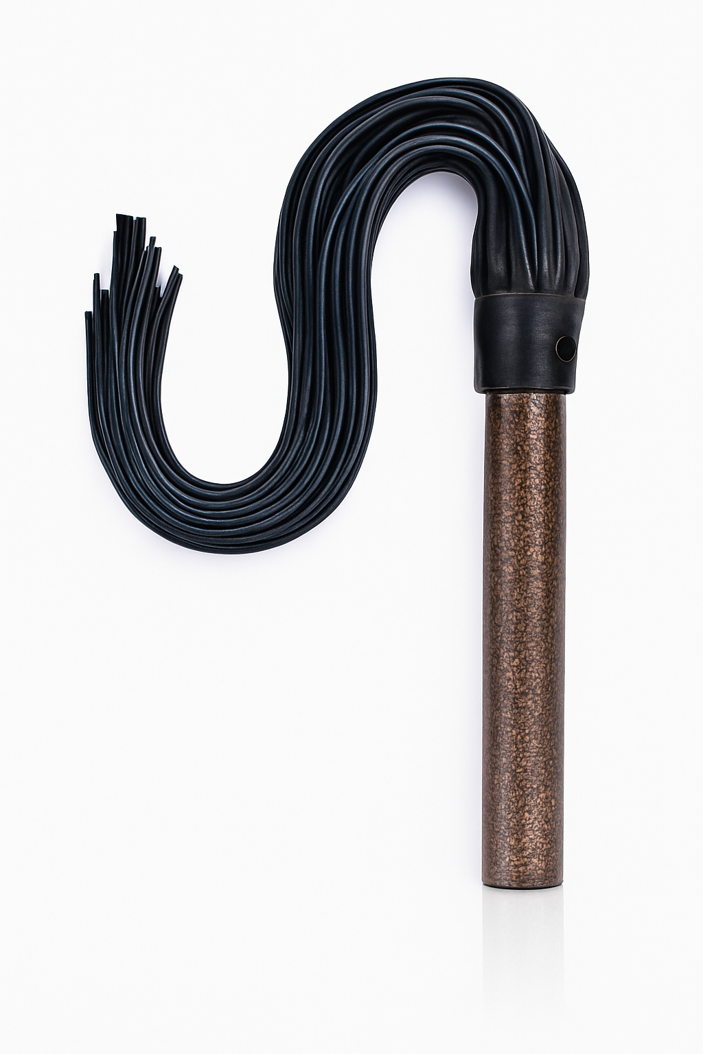 Vintage Cowhide Flogger – Antique Wooden Handle Whip for Couples & Training