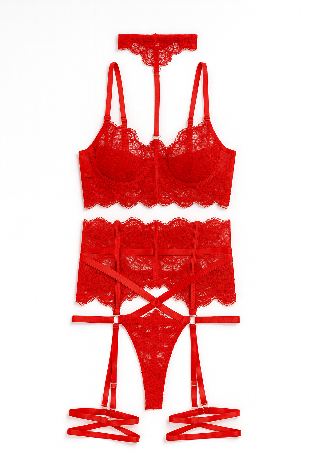 Noir Éclat Lace Harness Set-Black-L-Basques-StylinArts