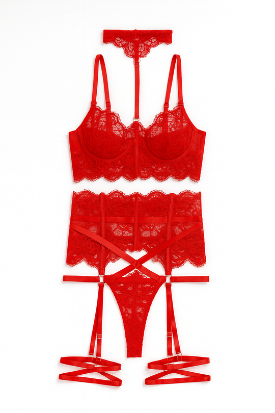 Noir Éclat Lace Harness Set-Black-L-Basques-StylinArts