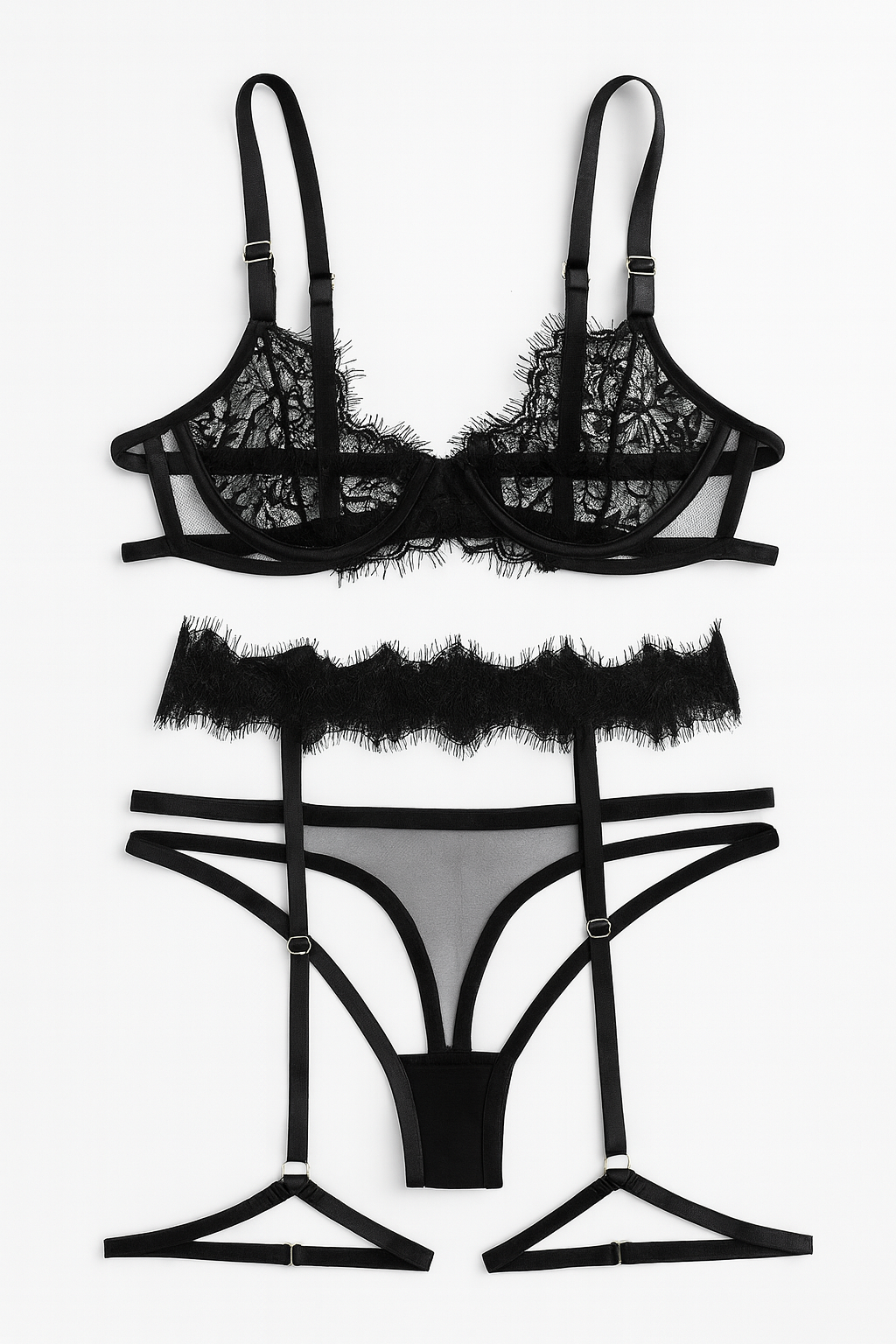 Serelith Lace Strappy Bodysuit-Black-L-Basques-StylinArts