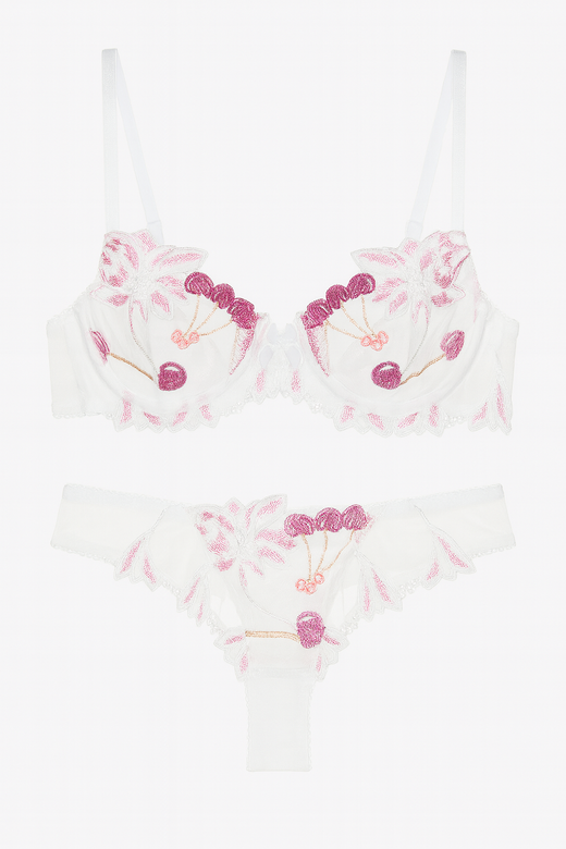 Elara Embroidered Mesh Bra & Brief Set-White-70B-Bras and Briefs-StylinArts