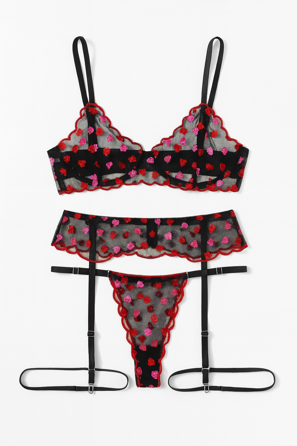 Rosavine Petal Sheer Set-Black-L-Basques-StylinArts