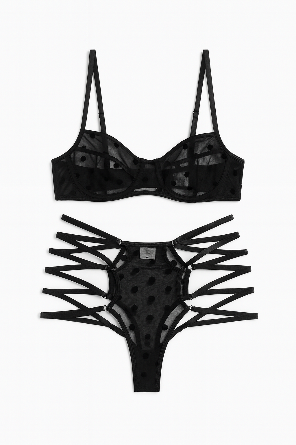 Nocturne Polka-Dot Mesh Set