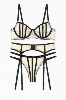 Nocturne Frame Sheer Cage Garter Lingerie Set