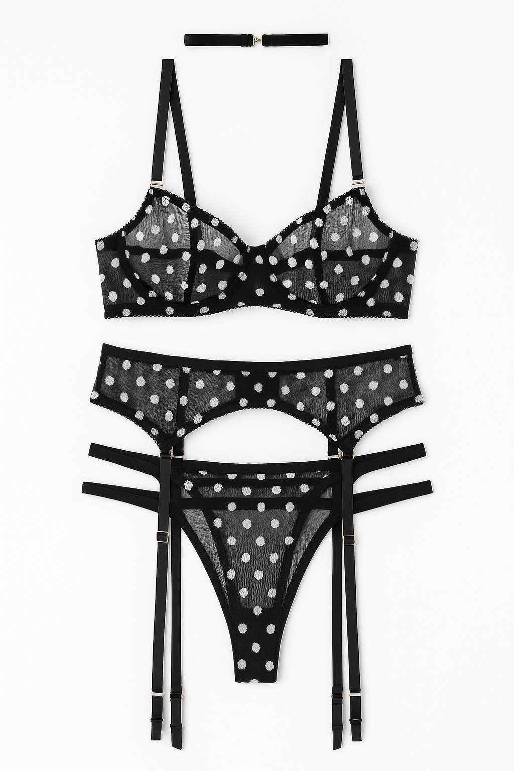 Noctara Polka Dot Lingerie Set-Black-L-Bras and Briefs-StylinArts