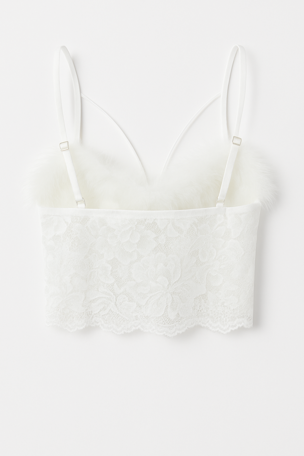 Celestial Charm Feather-Trimmed Lace Bralette - Bralette Only-White-L-Bras and Briefs-StylinArts