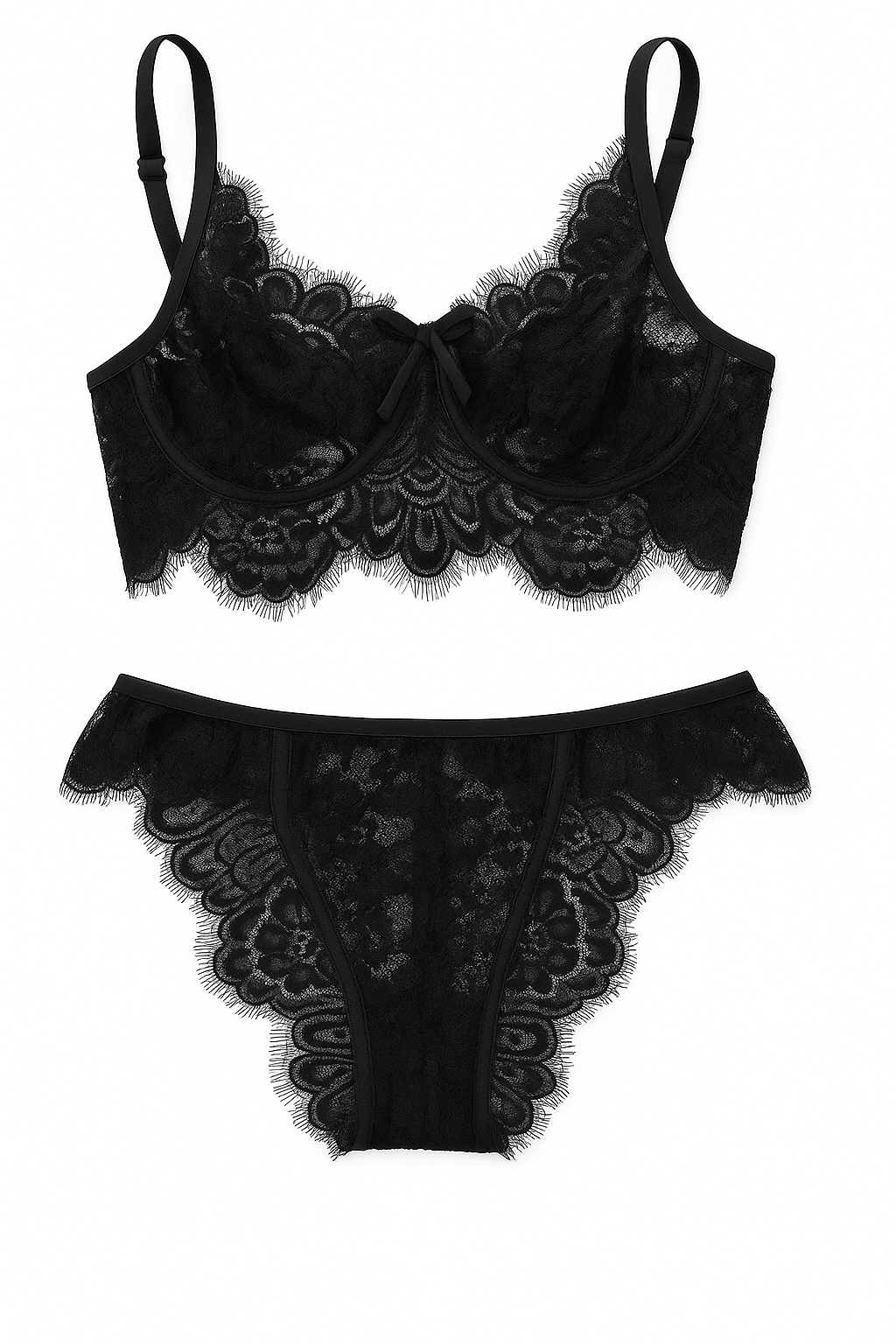 Marisol Lace Longline Bralette Set-Black-L-Bras and Briefs-StylinArts