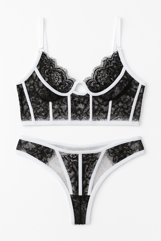 Evangeline Lace Longline Ensemble-Black-L-Bras and Briefs-StylinArts