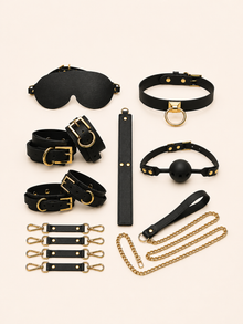 Opulent Bondage Gold 8-Piece Set – Luxury Leather & Gold Accessory Collection