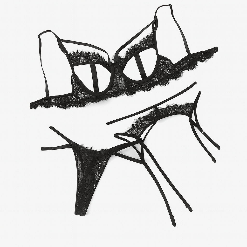 Elara Sheer Lace Lingerie Set-Black-L-Basques-StylinArts