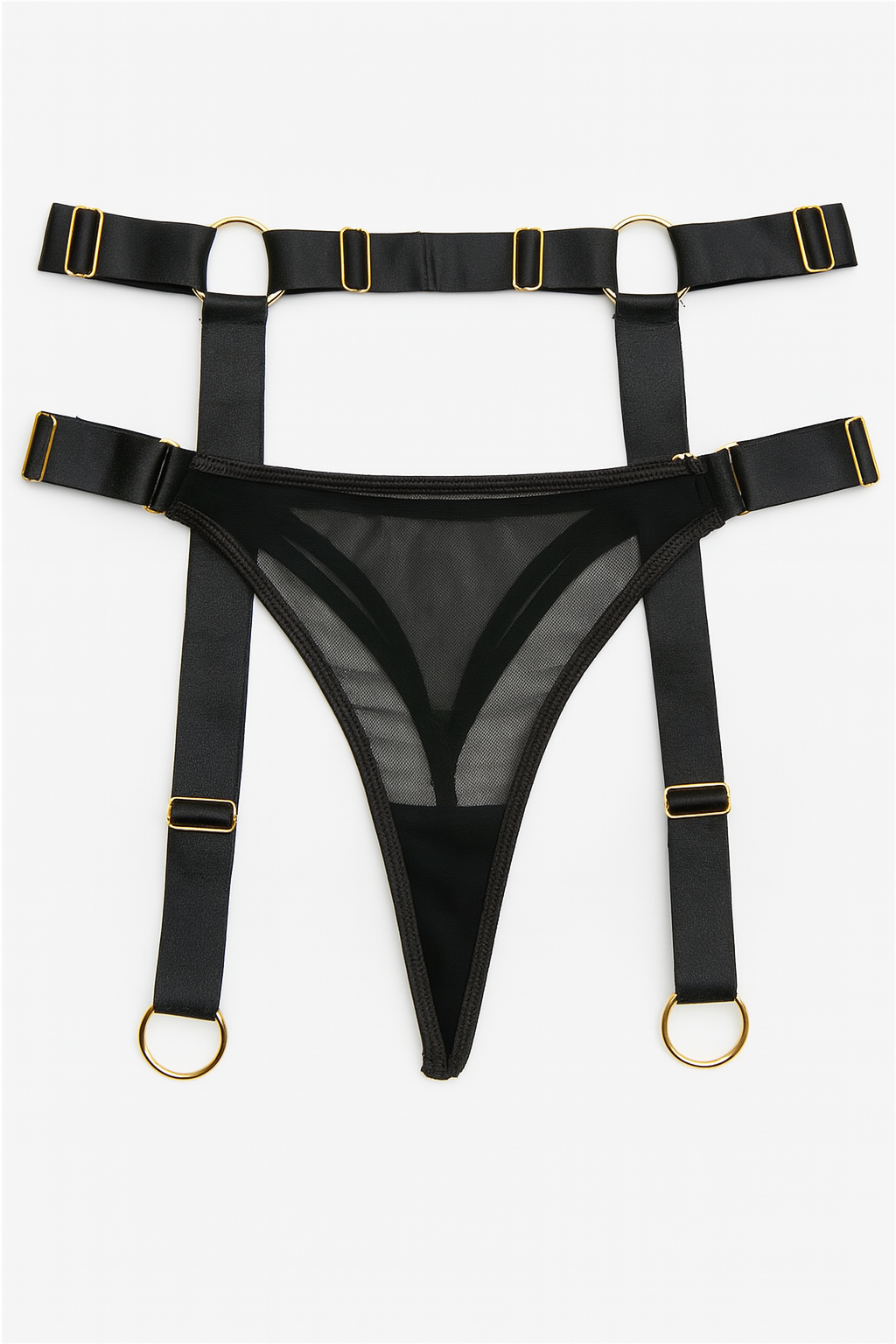 Nyx Strappy Harness Lingerie Set-Black-L-Basques-StylinArts