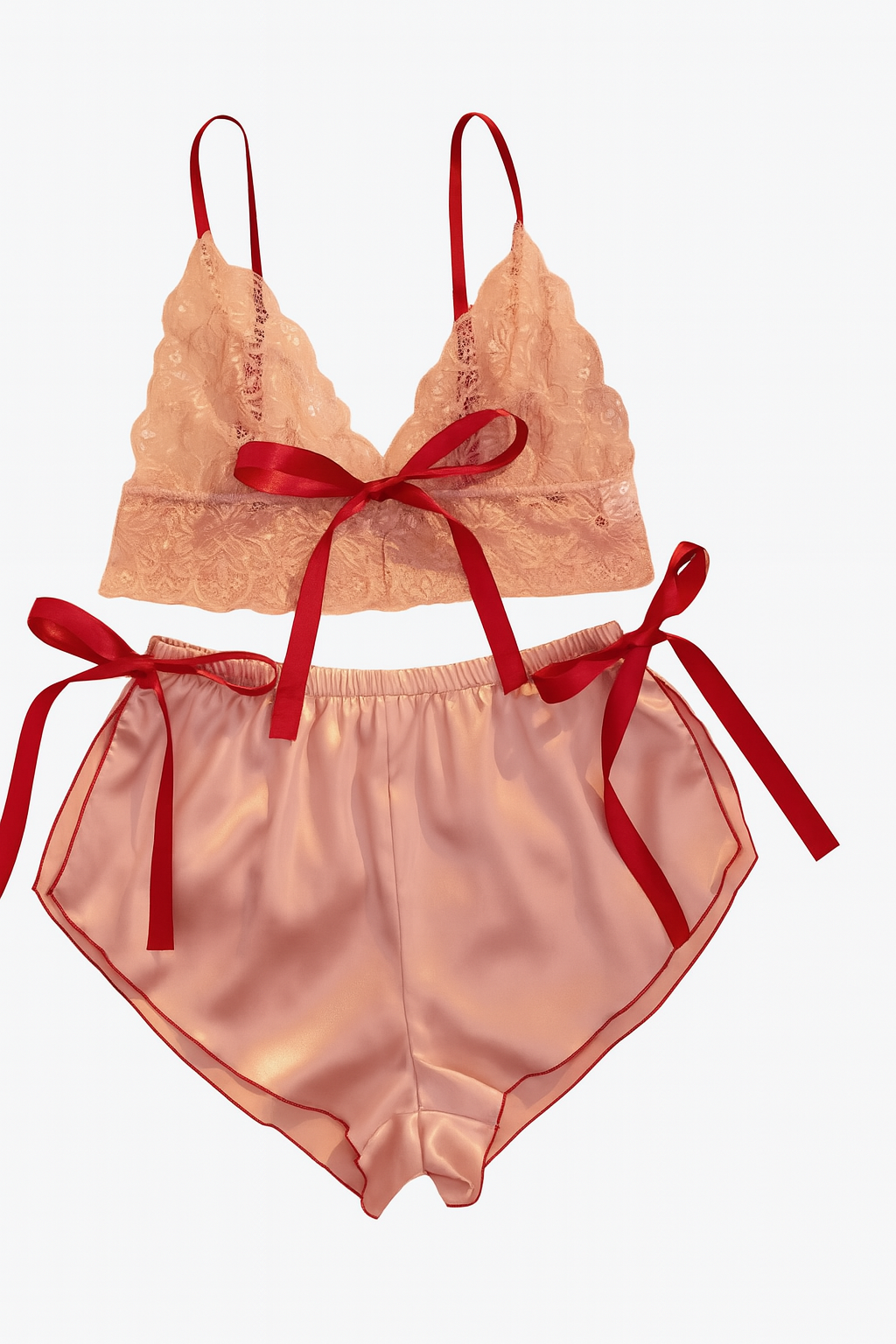 Seraphine Bow-Tie Bralette Set-Pink-L-Bras and Briefs-StylinArts