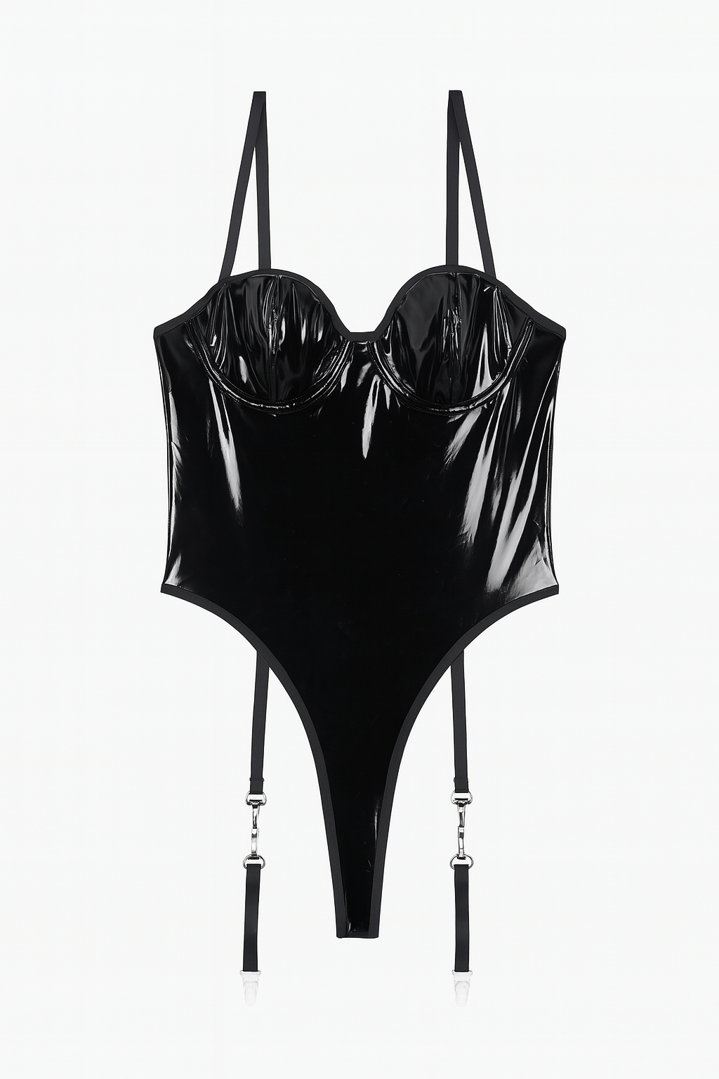 Vespera Gloss Corset Bodysuit-Black-L-Basques-StylinArts