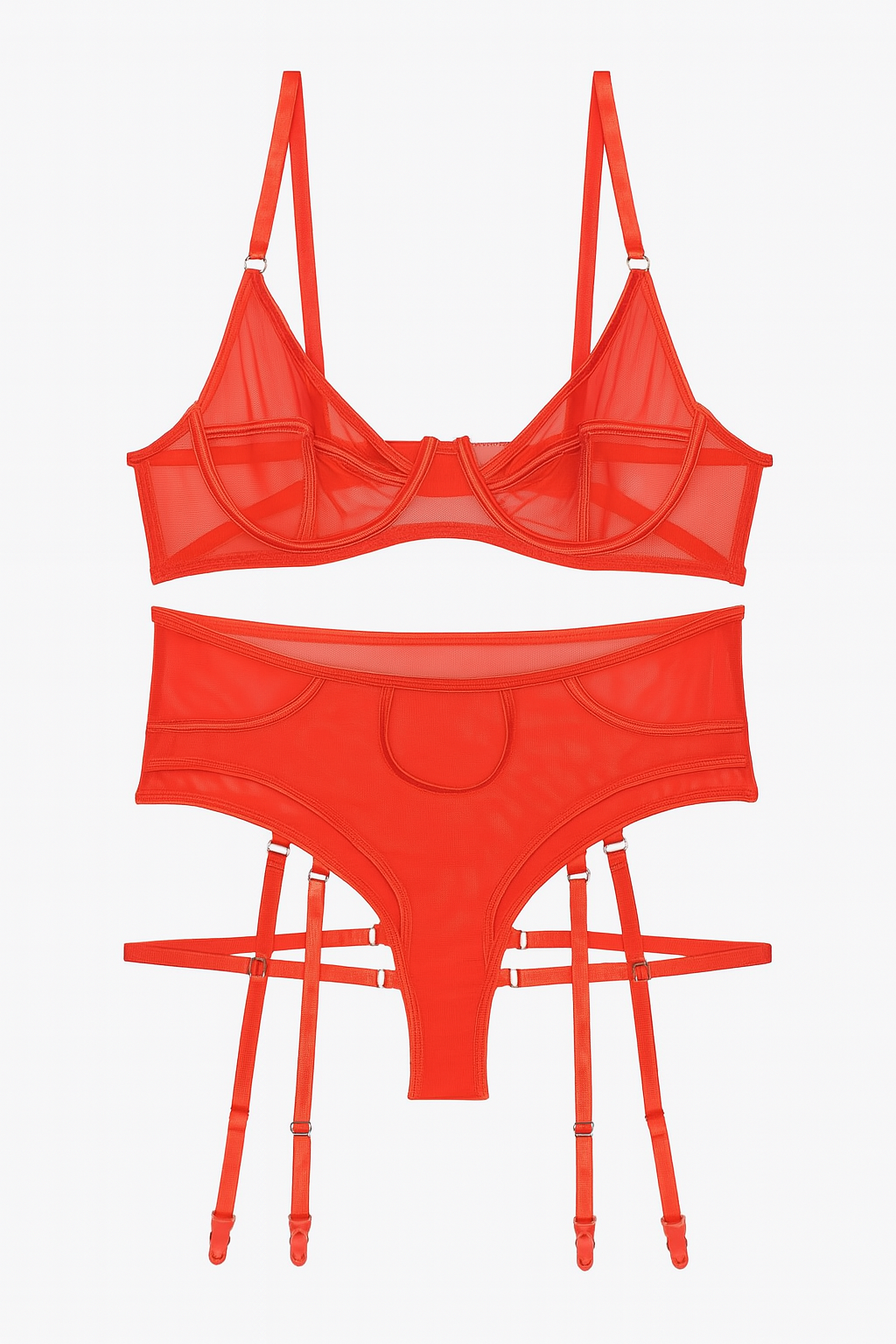 Scarlet Frame Sheer Lingerie Set-Khaki-L-Basques-StylinArts