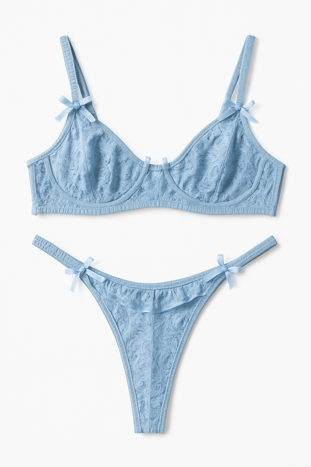 Celestine Lace Underwire Set-Sky Blue-L-Bras and Briefs-StylinArts