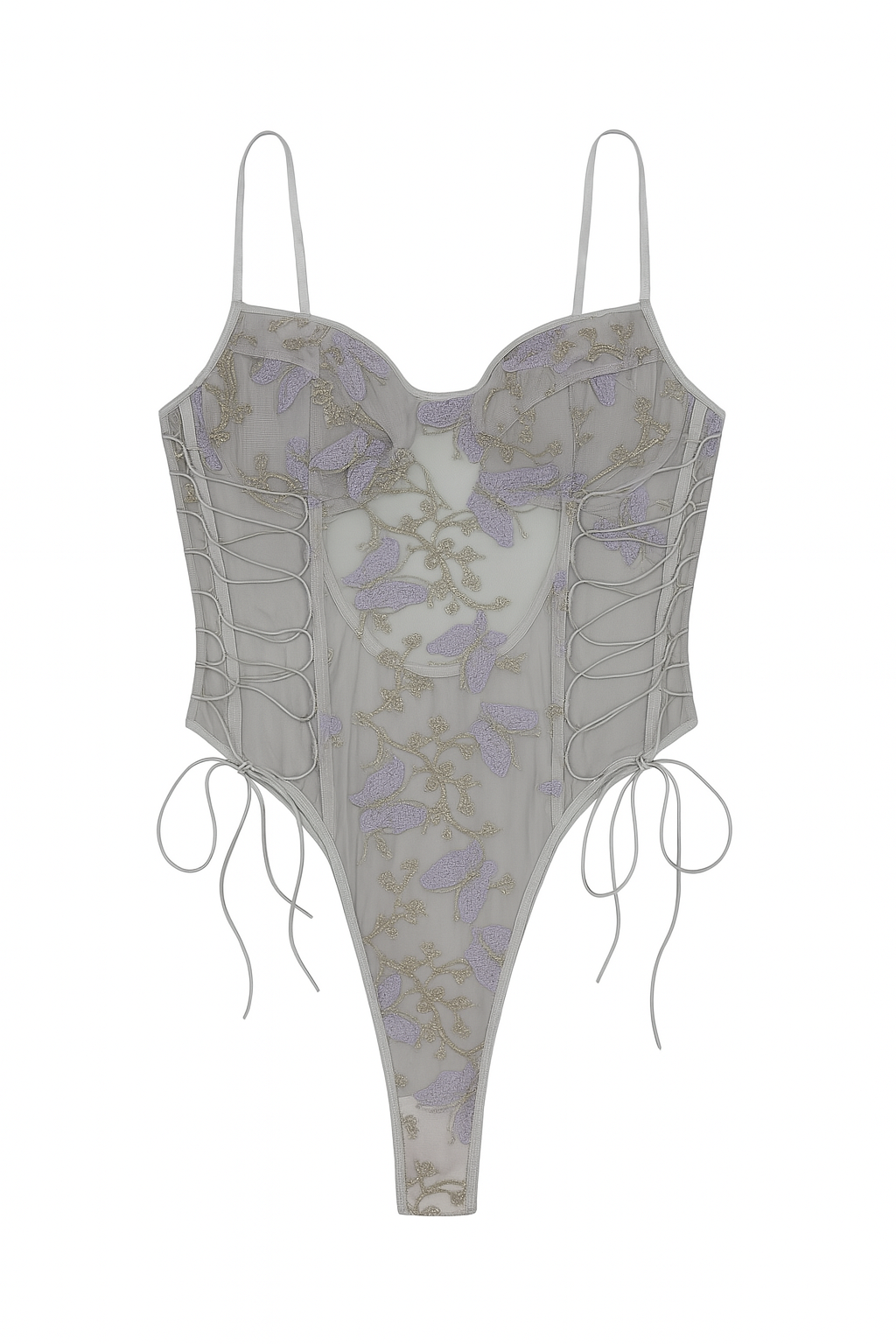 Lunaria Embroidered Illusion Bodysuit-Blue-L-Bodies & Teddies-StylinArts