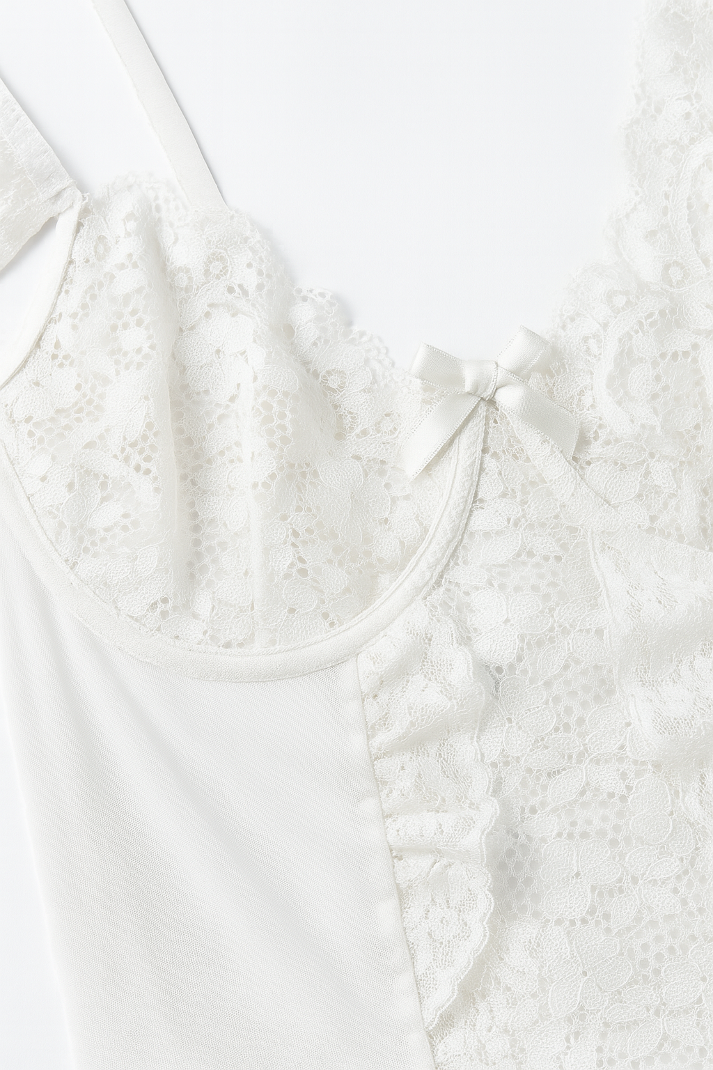 Luna Fleur Lace Bodysuit-White-L-Basques-StylinArts