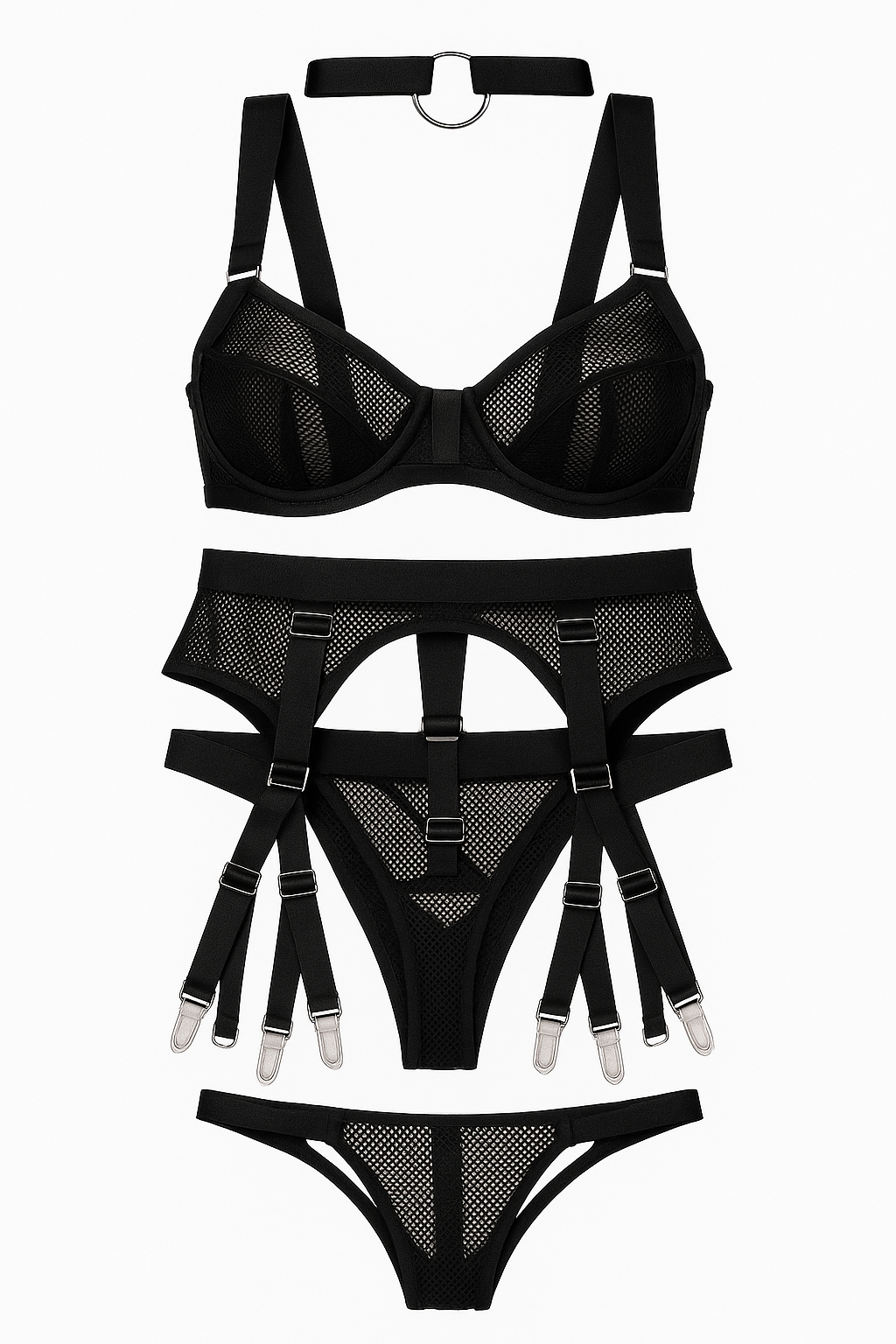 Eclipse Harness Lace Bodysuit-Black-L-Basques-StylinArts