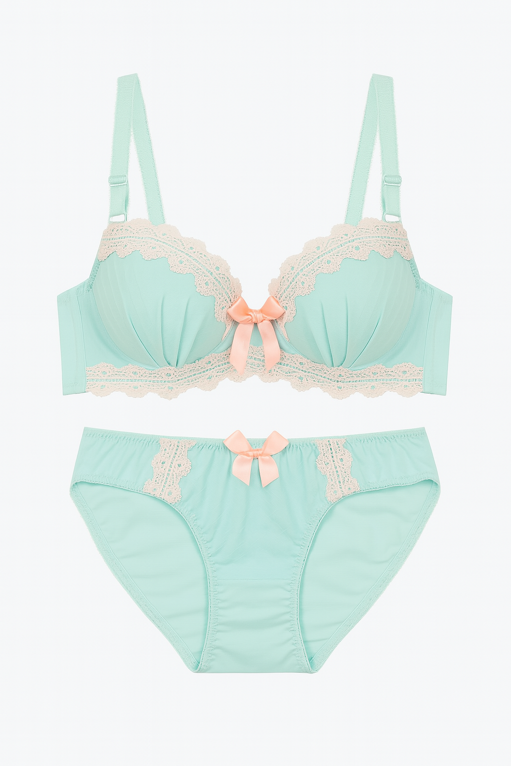 Sofia Pastel Mint Lace Lingerie Set-Sky Blue-32/70-Bra-StylinArts
