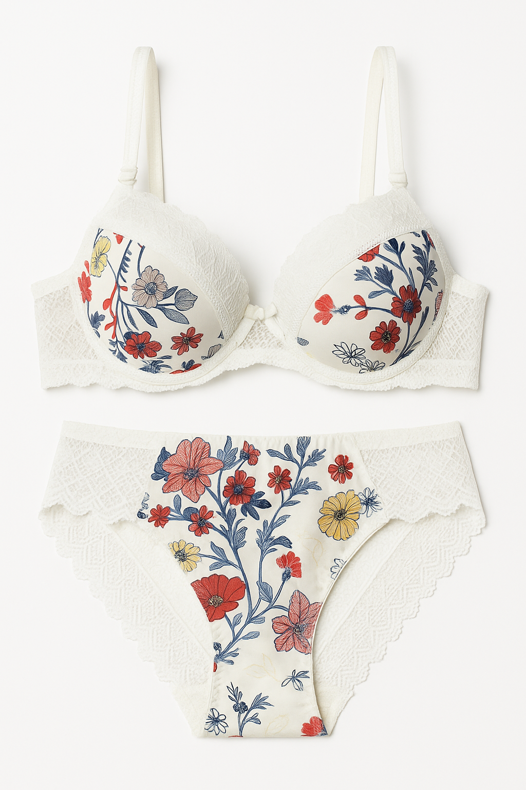 Liora Floral Lace Lingerie Set-White-75B-Bras and Briefs-StylinArts