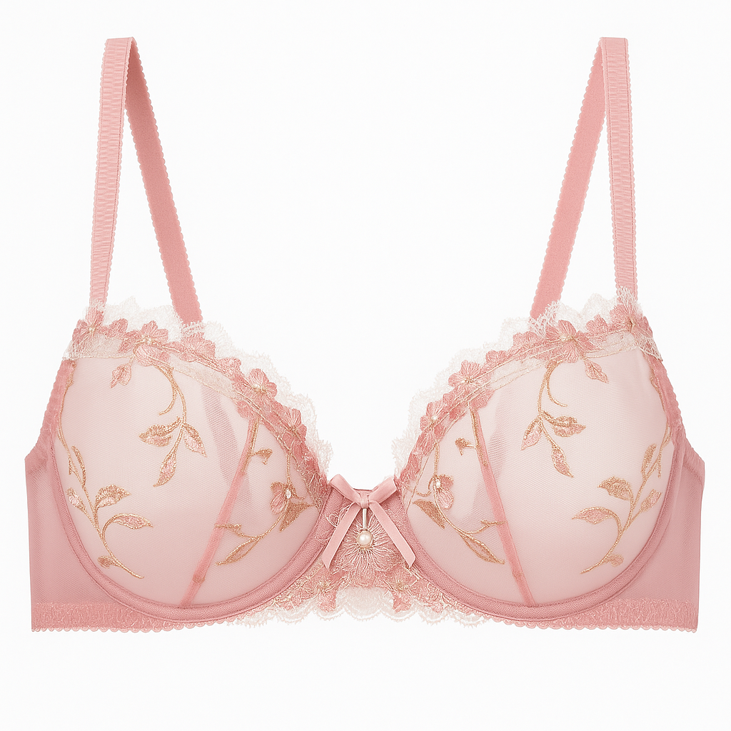 Florelle Embroidered Lace Bra Set-Black-70A-Bra-StylinArts