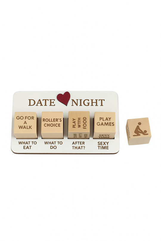 Wooden Date Night Dice Game – Romantic Couples Planner Set with Dice, Board & Pouch-18K Gold Plated Earrings-StylinArts
