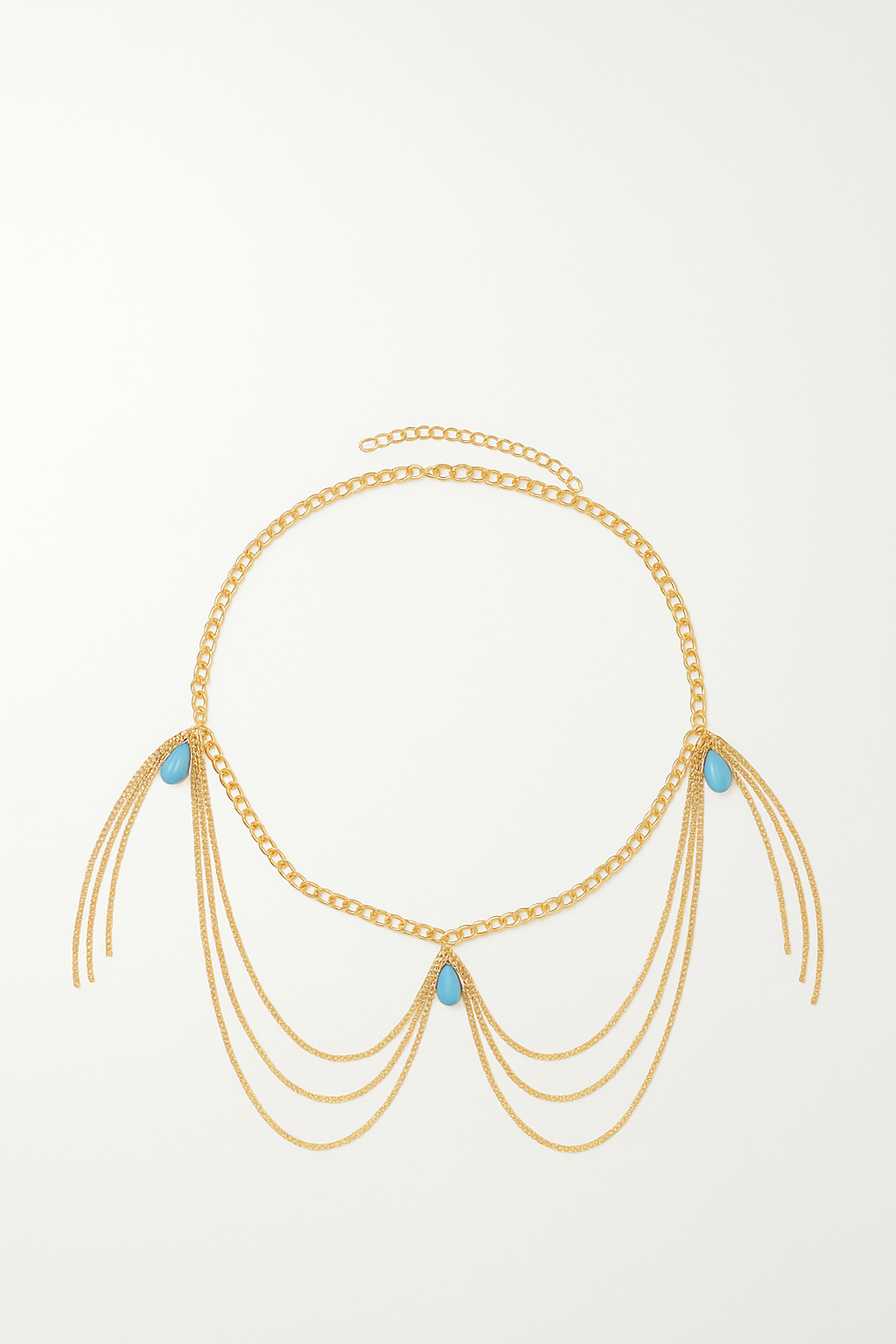 Turquoise Drape Belly Chain – Gold Multi-Layer Waist Jewelry for Lingerie & Beach Seduction-Belly chain-StylinArts