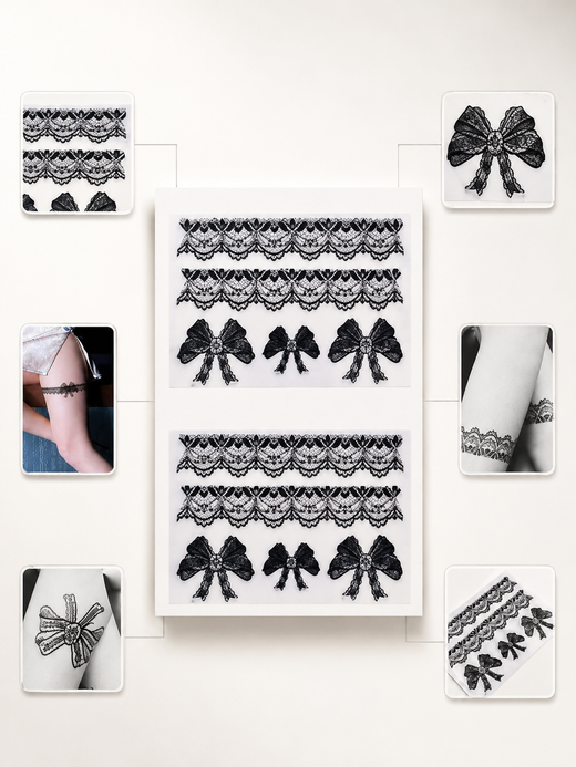 Lace Bow Garter Tattoo – Thigh Band