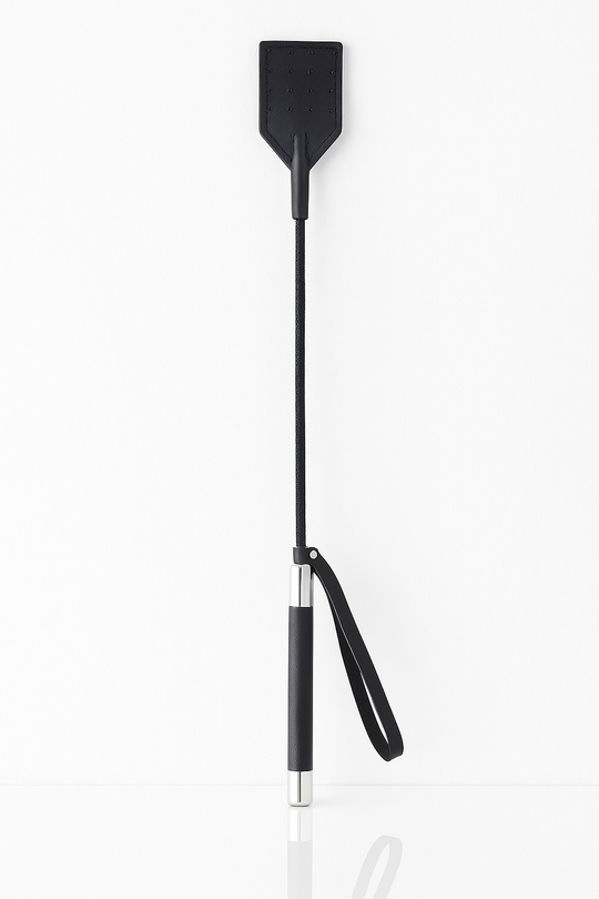 Silver-Tipped Faux Leather Impact Crop – 50cm Precision Teaser-Tease & Please Tools-StylinArts