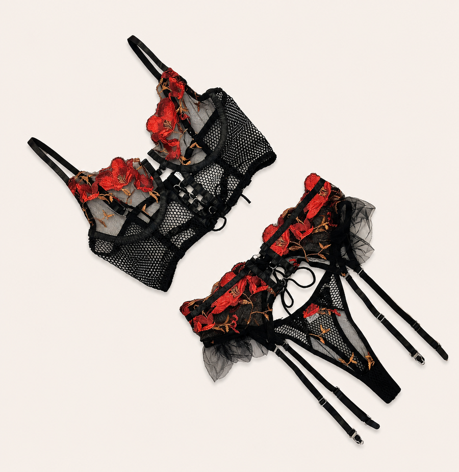 Rosavine Corset Lace Garter Set