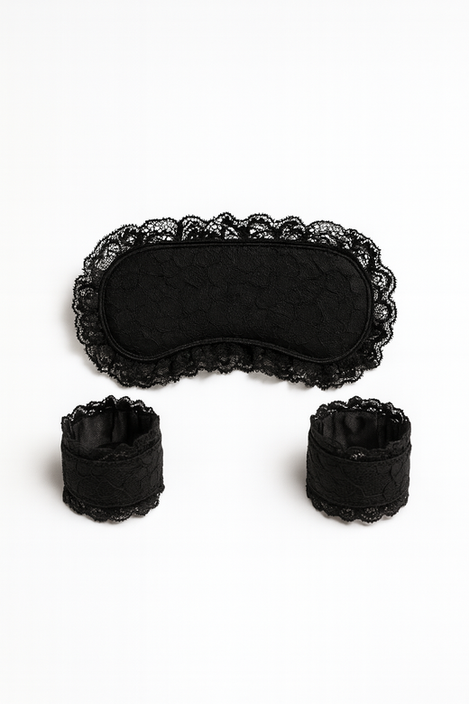Binding Lace Blindfold & Handcuffs Set – Elegant Black Sensual Accessory