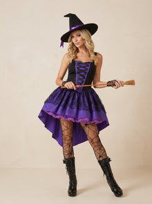 Wicked Witch Role-Play Costume – Corset Lace Bodice & Layered Tulle Skirt
