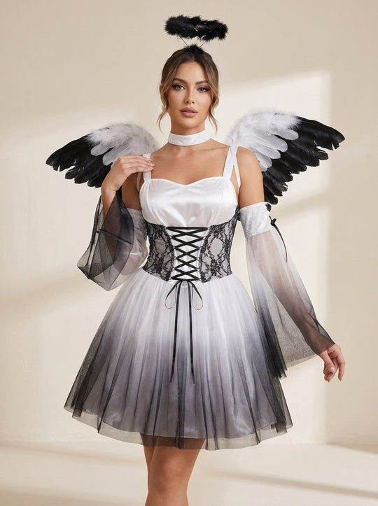 Fallen Angel Fantasy – Dark Angel Role-Play Costume with Wings & Halo