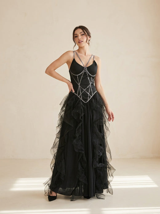 Dark Fallen Angel Costume – Gothic Wings & Midnight Gown