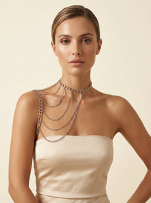 Cascading Elegance: Multi-Layered Silver Body Chain