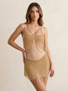 Dazzling Conjoined Body Chain Necklace – Geometric Glamour Statement Accessory