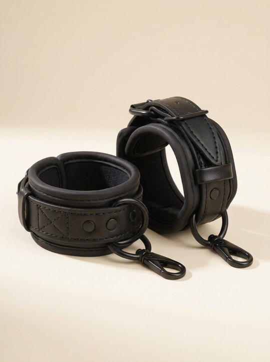 Luxe Noir Soft Leather Handcuffs – Adjustable Plush Luxury Accessory