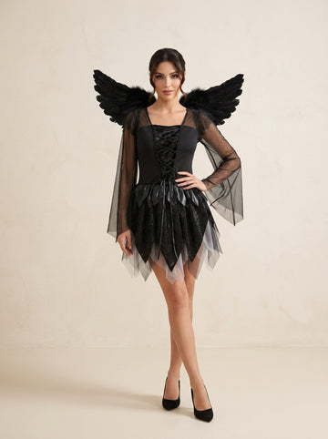 Dark Angel Cosplay Costume - Enchanting Halloween Outfit with Wings