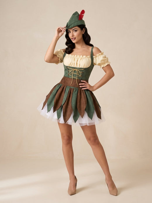 Neverland Rogue Costume – Leaf Skirt & Corset Fantasy Dress
