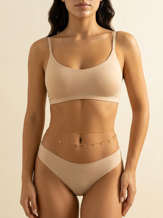 Gleaming Charm: Double-Circle Sequin Waist Chain