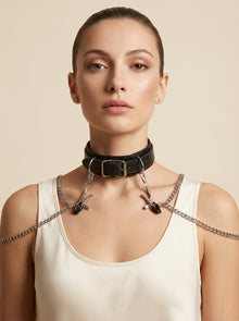 Luxury PU Leather Flirting Collar with Adjustable Chain Clips – Multiple Colors