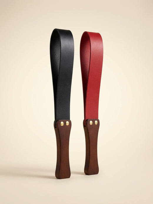 Vintage Leather Slapper Paddle with Wooden Handle – Black or Red